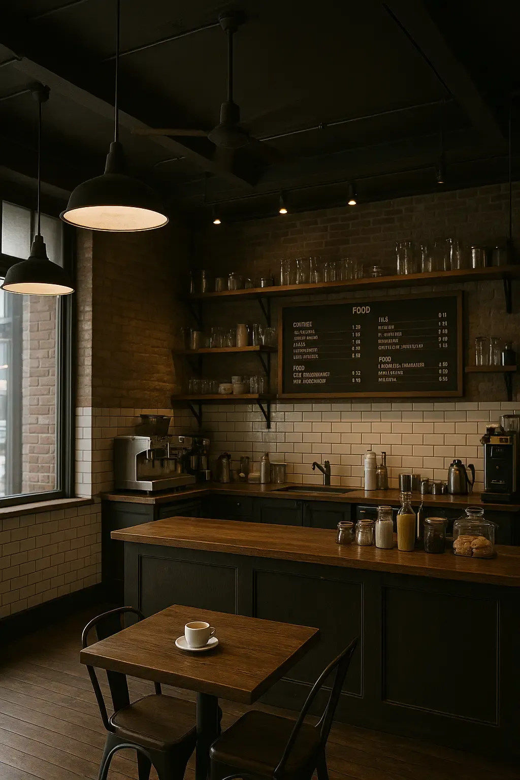 An empty cozy cafe