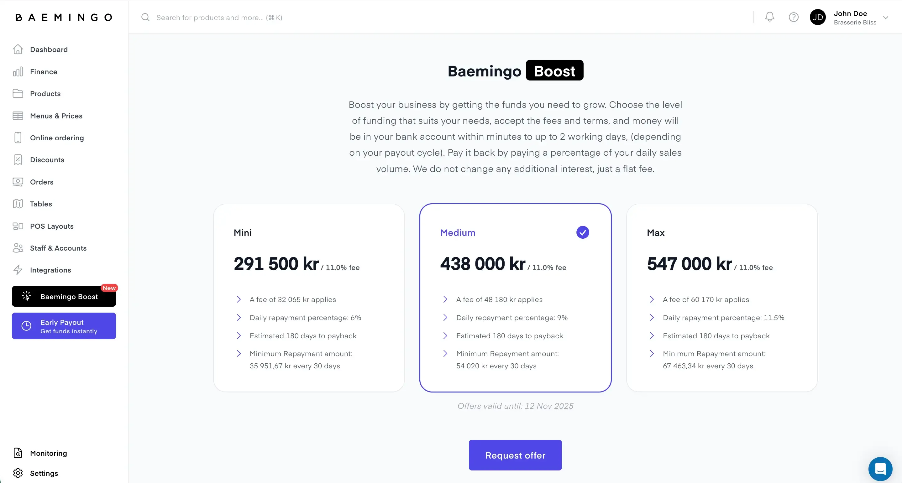 Baemingo Boost example offers