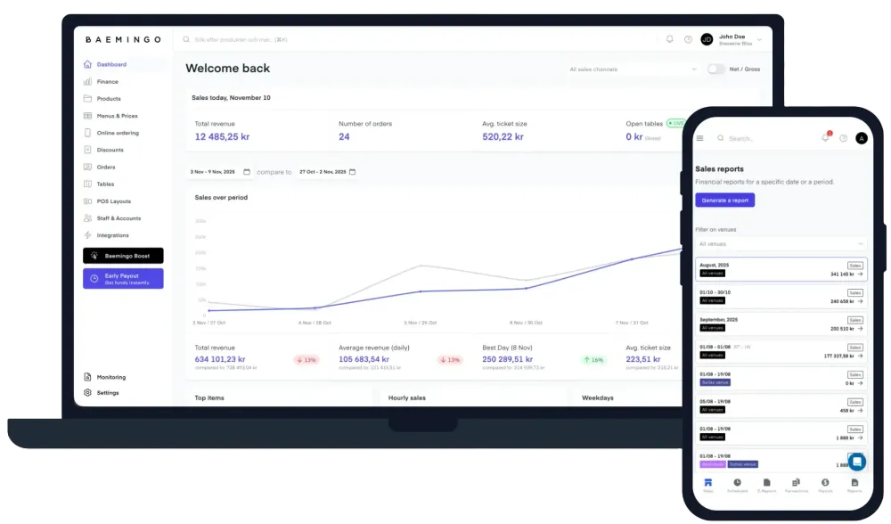 Baemingo's backoffice desktop & mobile view