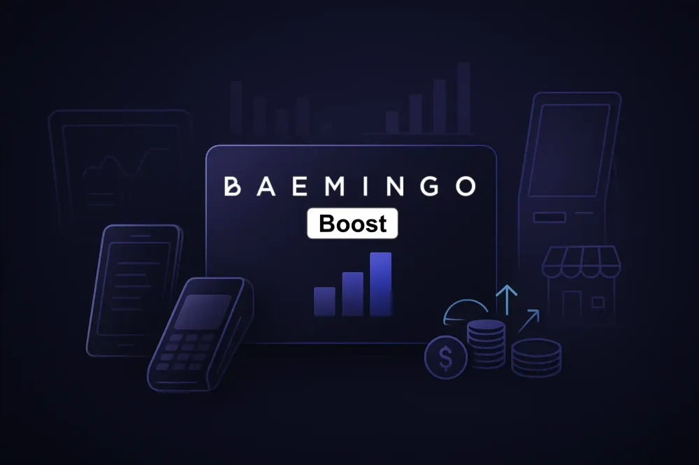 Illustration of Baemingo boost showing symbols connected to finance