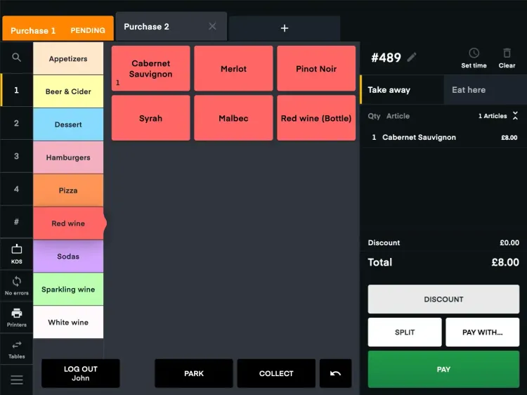 Screenshot of the multi POS with a pending order and an ongoing order
