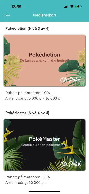 Screenshot of online store showing membership cards