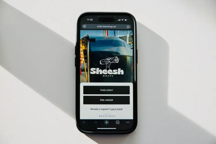 A phone showing online ordering to Sheesh food truck