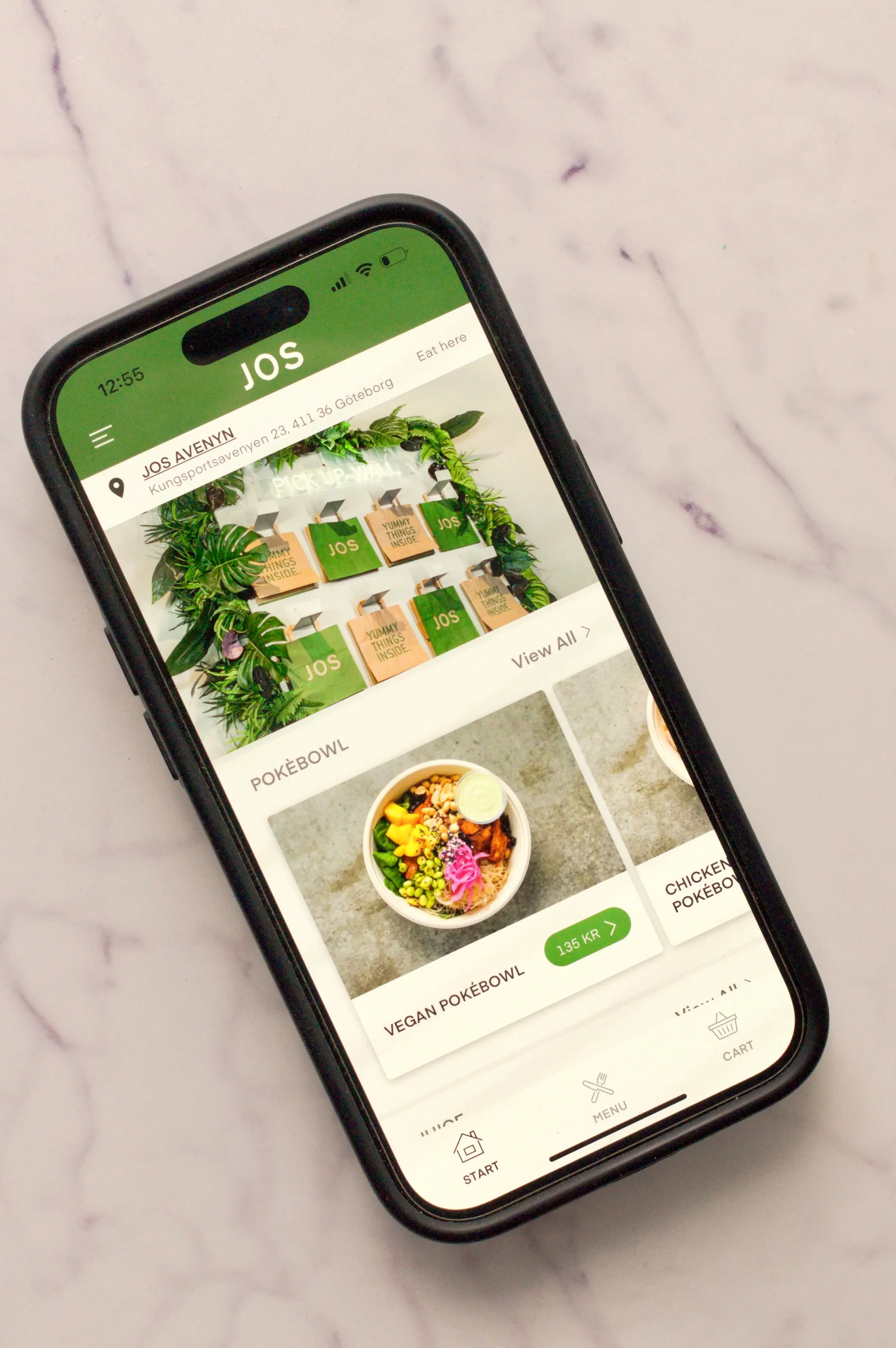 A smartphone showing an online ordering page